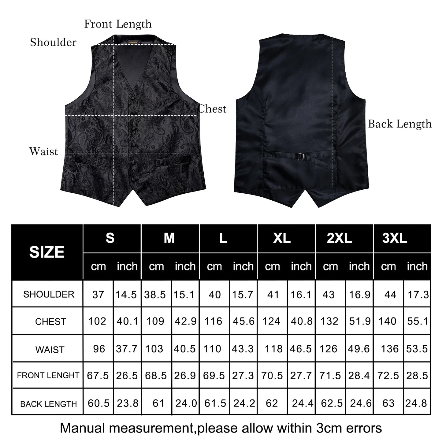 BLACKNEVAR® Black Paisley Vest Set