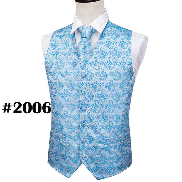 Black Paisley Silk Waistcoat/Vest Sets - BlacknevaR
