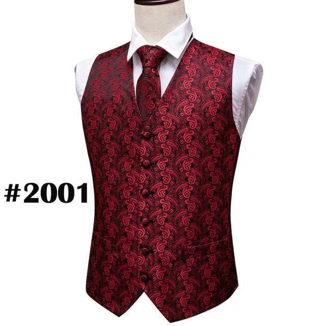 Black Paisley Silk Waistcoat/Vest Sets - BlacknevaR