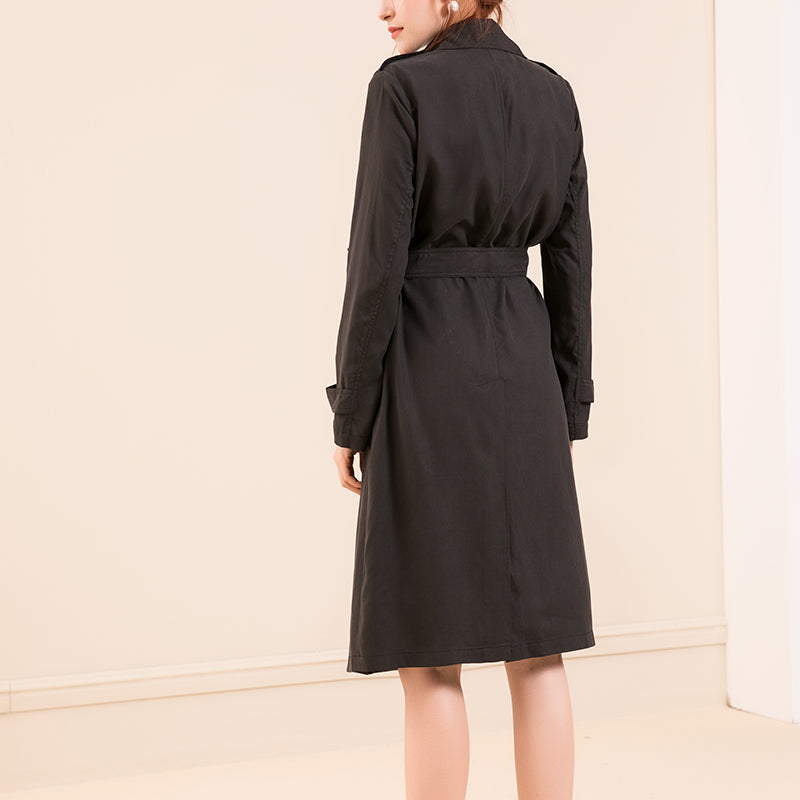 Silk Belted Trench Coat - BlacknevaR