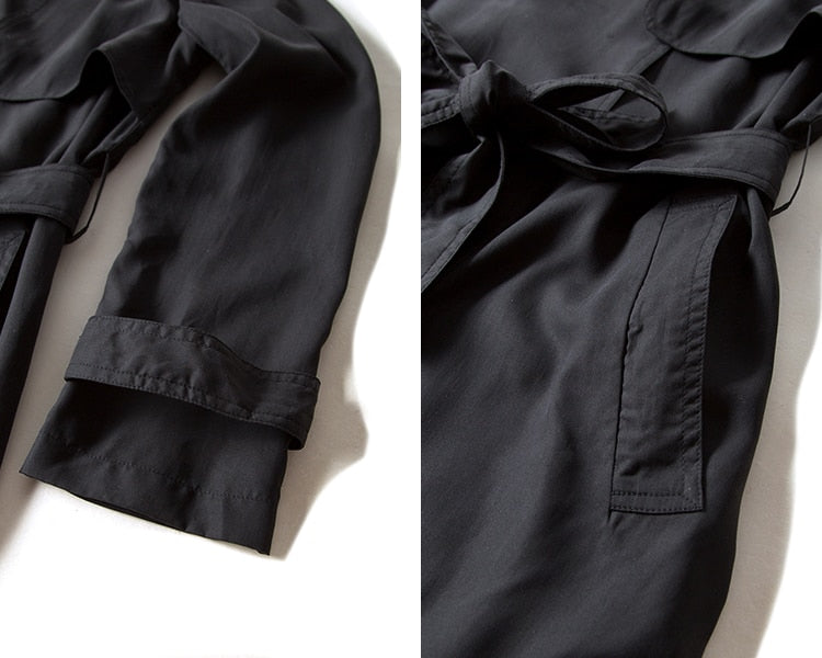 Silk Belted Trench Coat - BlacknevaR