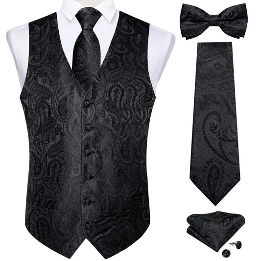 BLACKNEVAR® Black Paisley Vest Set