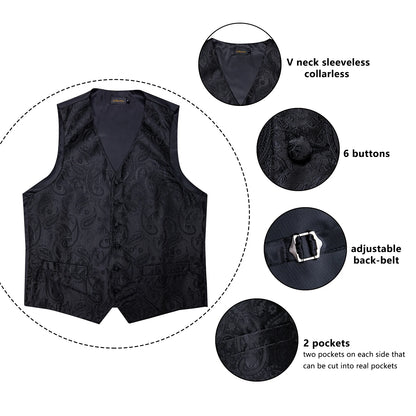 BLACKNEVAR® Black Paisley Vest Set