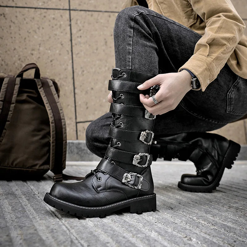 BLACKNEVAR® Raven Harness Biker Boots