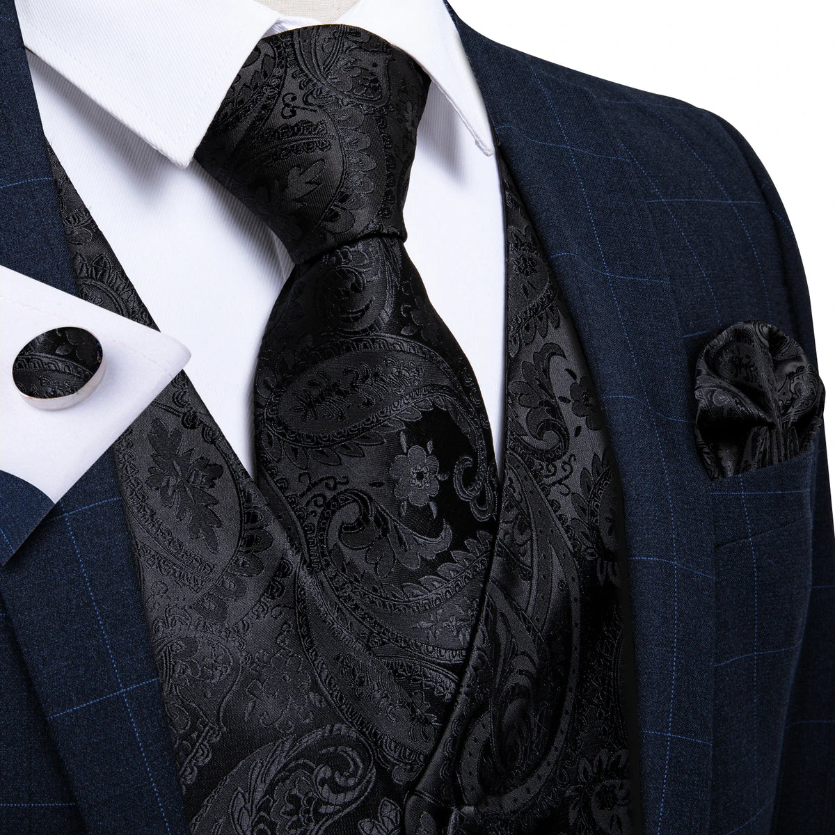BLACKNEVAR® Black Paisley Vest Set