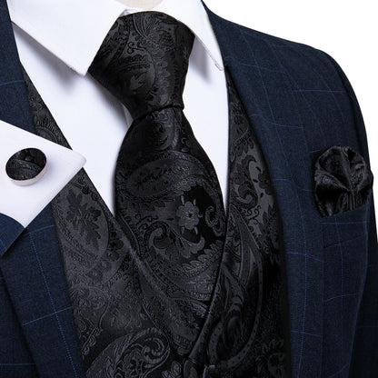 BLACKNEVAR® Black Paisley Vest Set