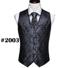Load image into Gallery viewer, Black Paisley Silk Waistcoat/Vest Sets