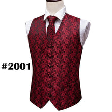 Load image into Gallery viewer, Black Paisley Silk Waistcoat/Vest Sets