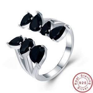 Sterling Silver Open Black Pendant Ring