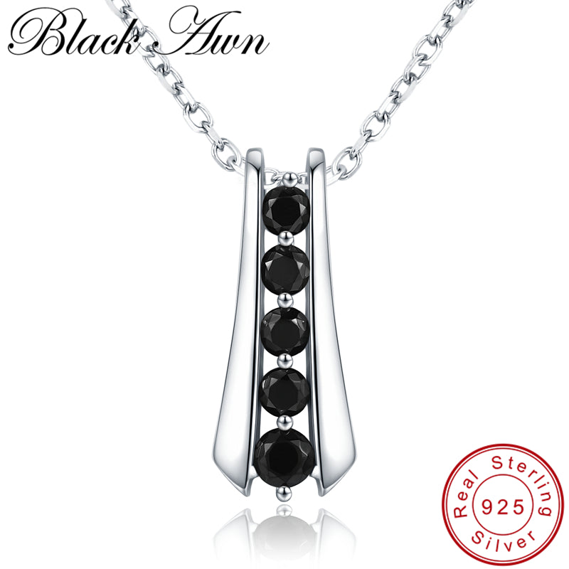 Sterling Silver Black Pendant Necklace - BlacknevaR