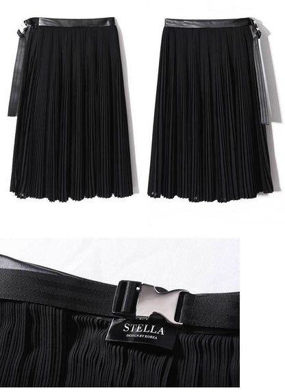 Waist Pleated Chiffon Skirt - BlacknevaR